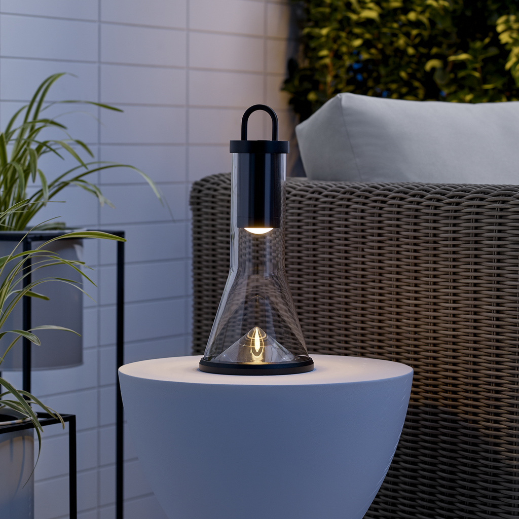 Kandella Accent Rechargeable Table Lamp Black 2700K 90 CRI wall charger included