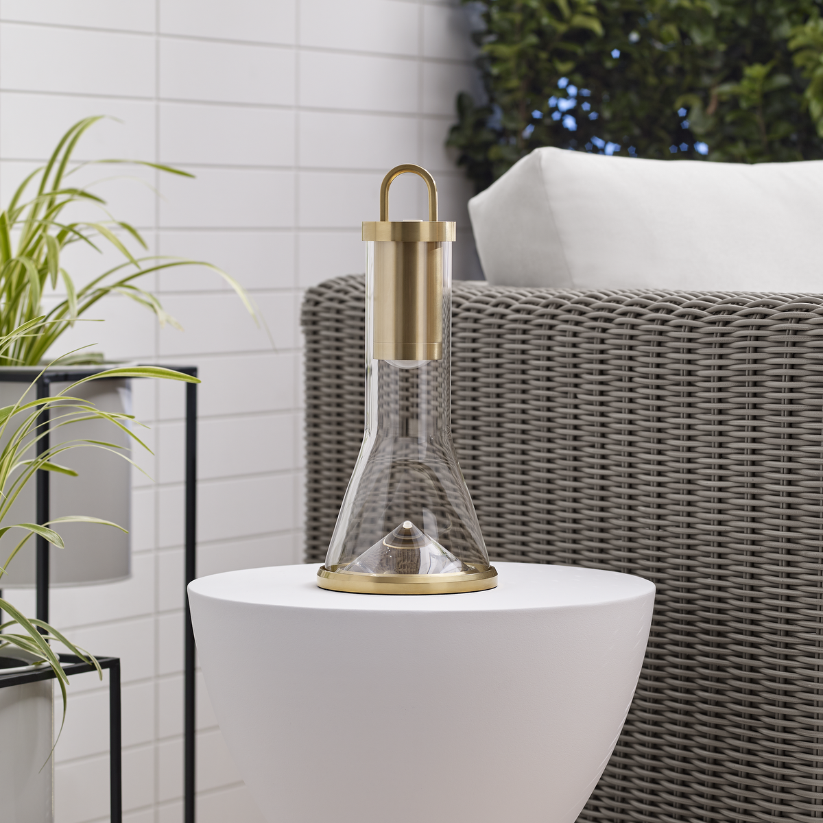 Kandella Accent Rechargeable Table Lamp Natural Brass 2700K 90 CRI wall charger included