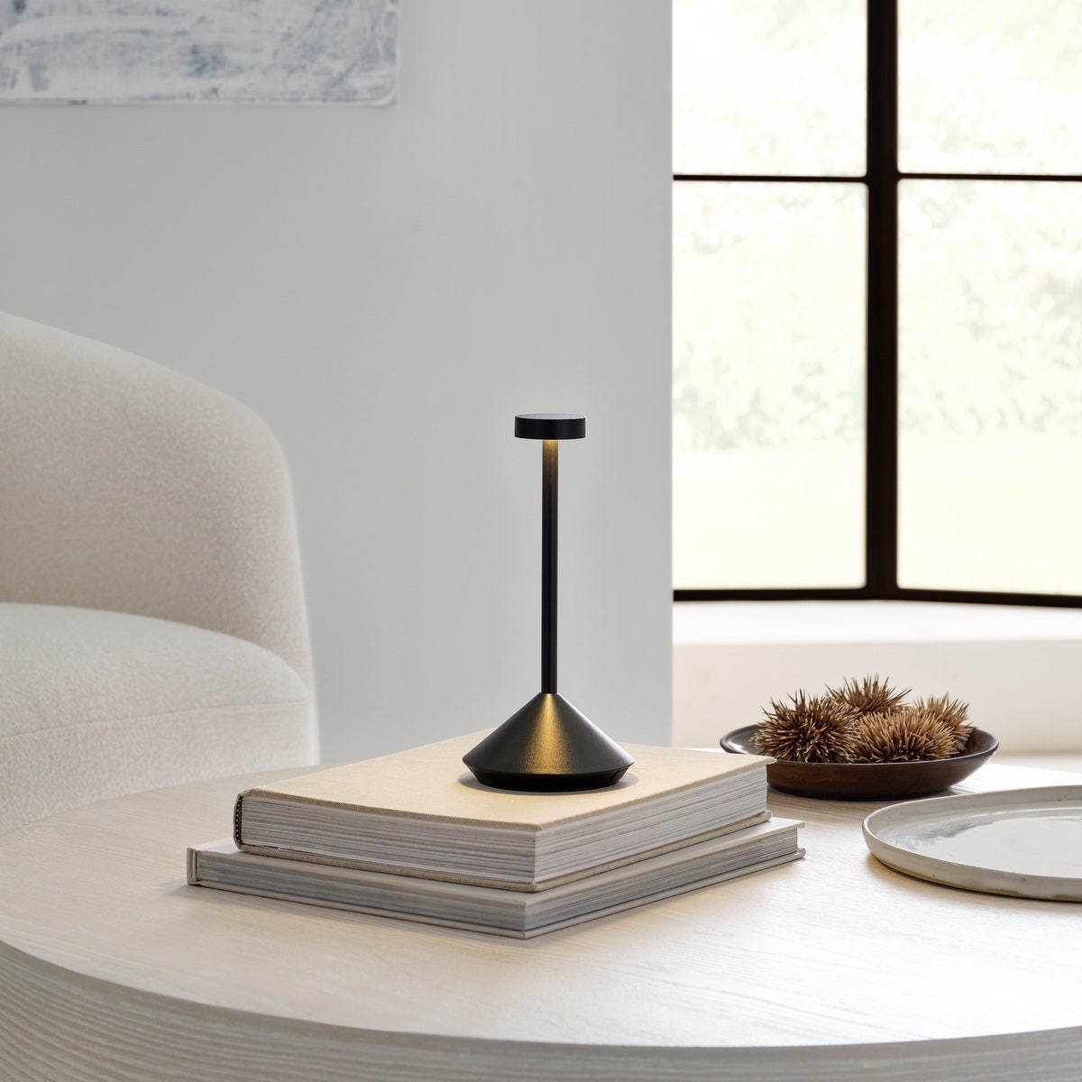 Moneta Short Accent Rechargeable Table Lamp Black 2700K 90 CRI