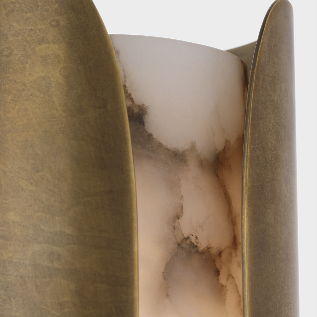 Armise 18" Sconce | Mottled Brass | Alabaster