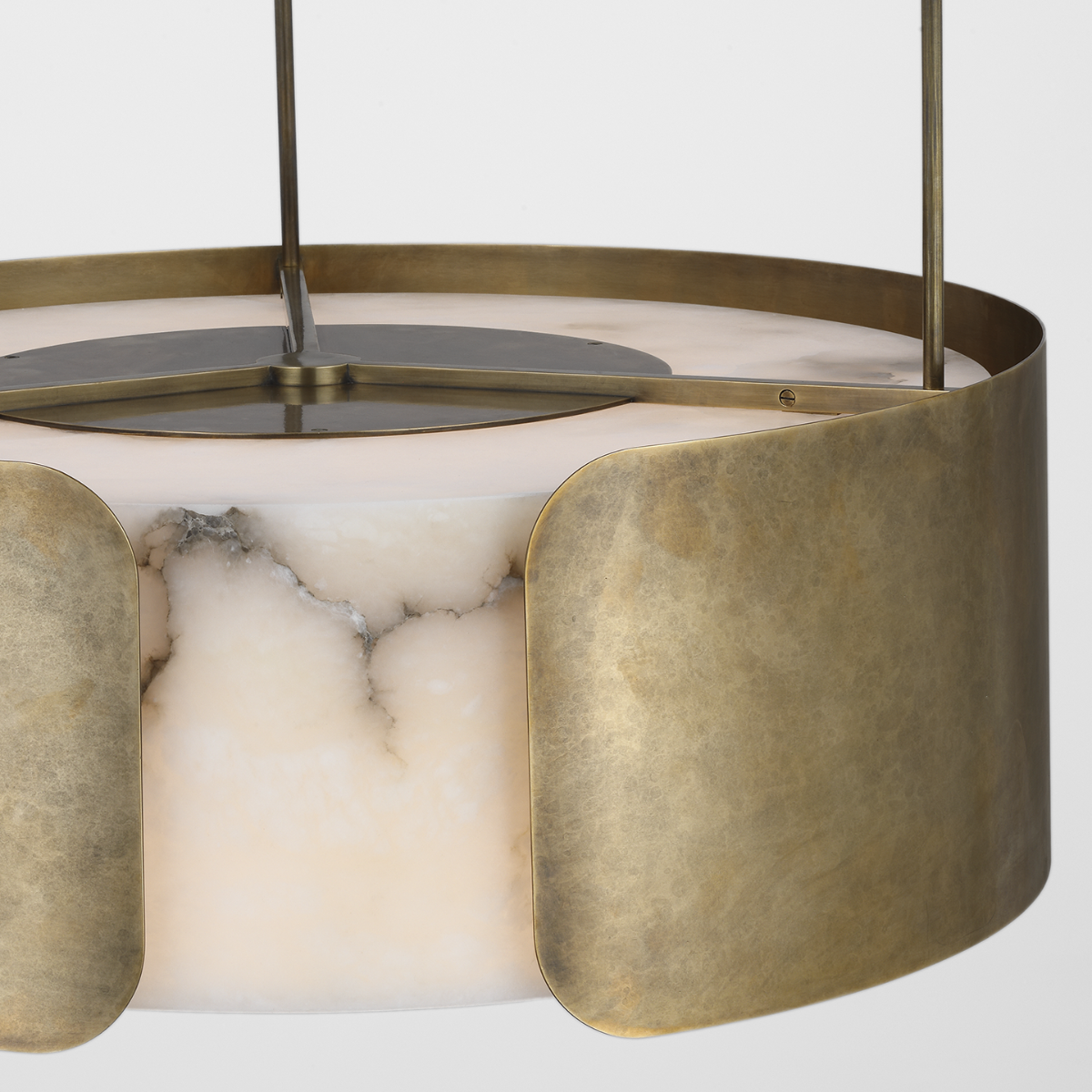 Armise 28" Drum Chandelier | Mottled Brass | Alabaster