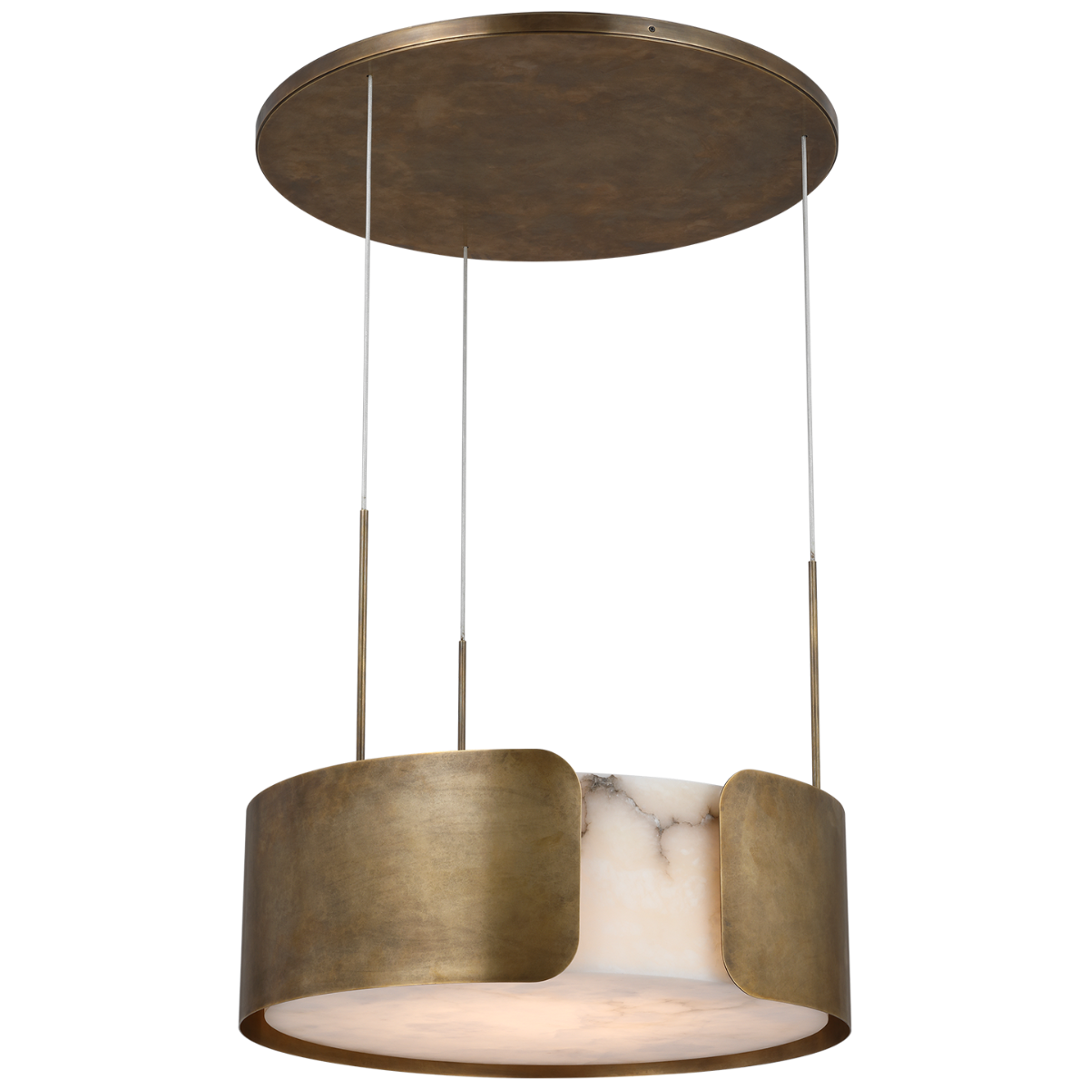 Armise 28" Drum Chandelier | Mottled Brass | Alabaster
