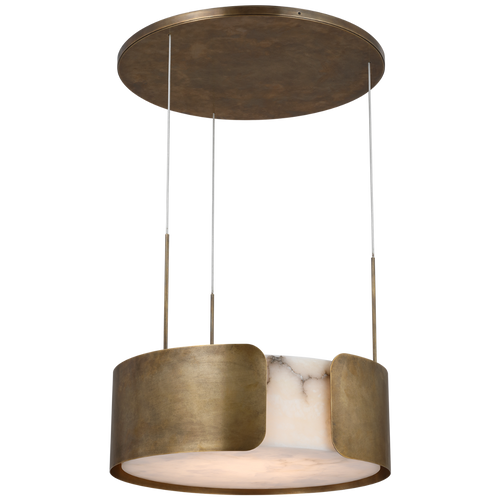 Armise 28" Drum Chandelier | Mottled Brass | Alabaster