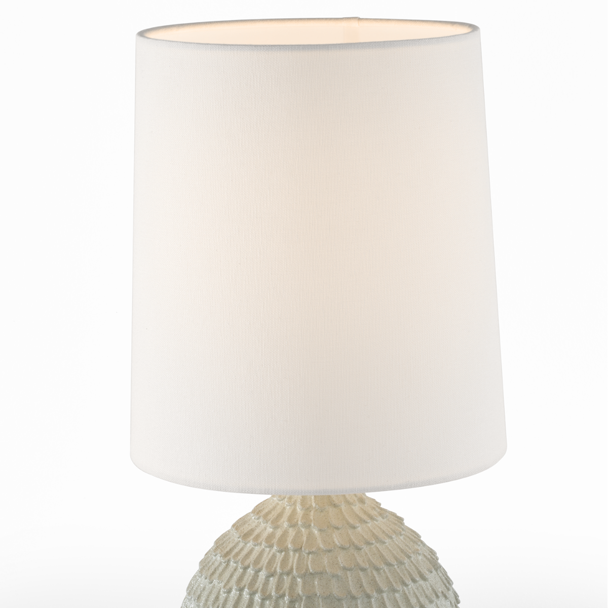 Morava 17" Hand Carved Table Lamp | Volcanic White | Linen Shade