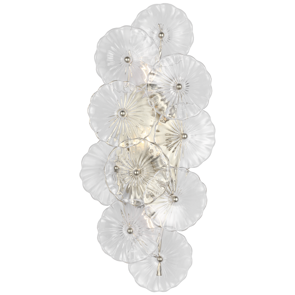 Gianna 21" Layered Sconce | Burnished Silver Leaf | Clear Glass