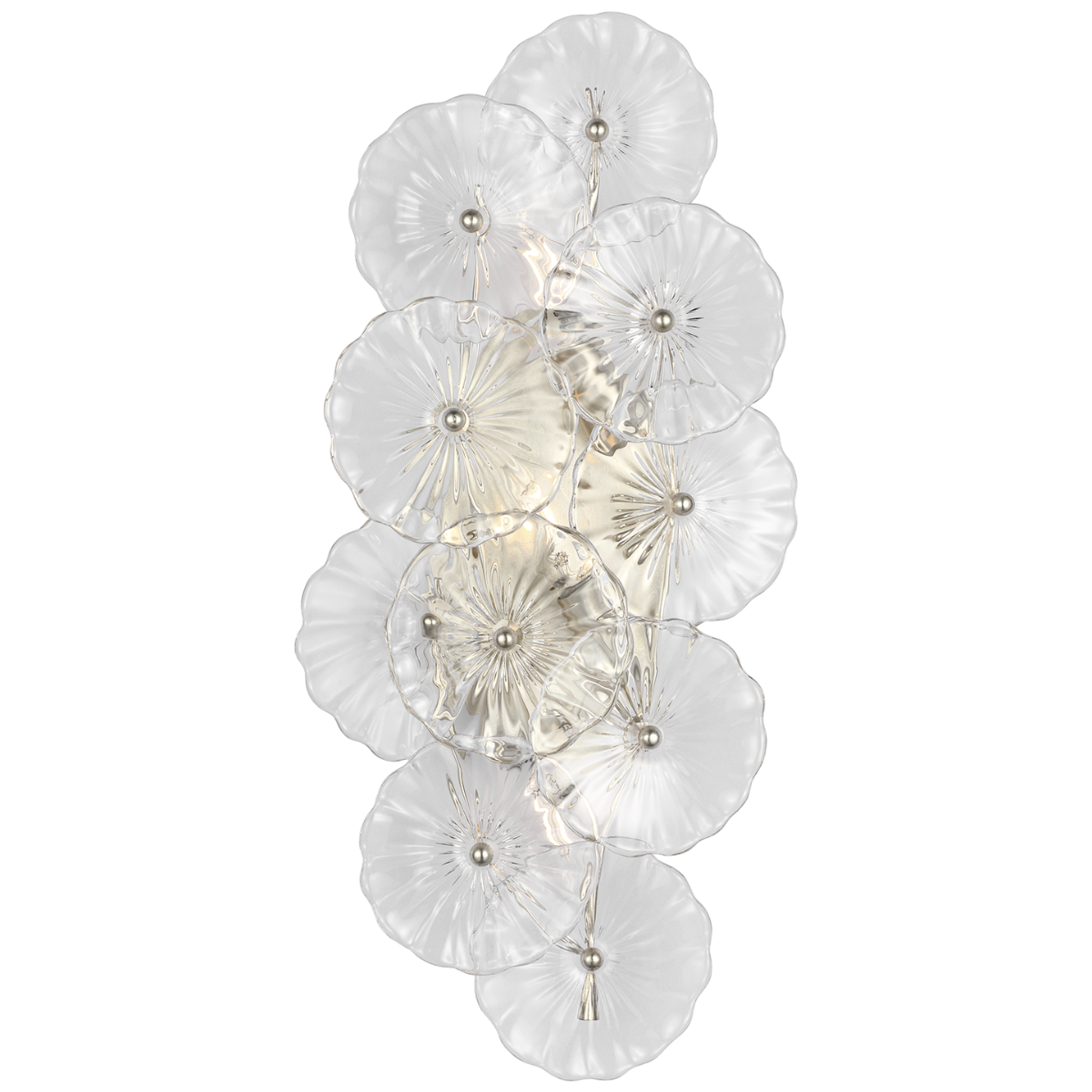 Gianna 21" Layered Sconce | Burnished Silver Leaf | Clear Glass