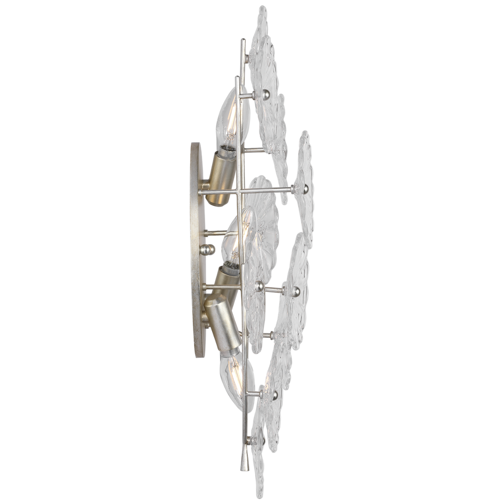 Gianna 21" Layered Sconce | Burnished Silver Leaf | Clear Glass