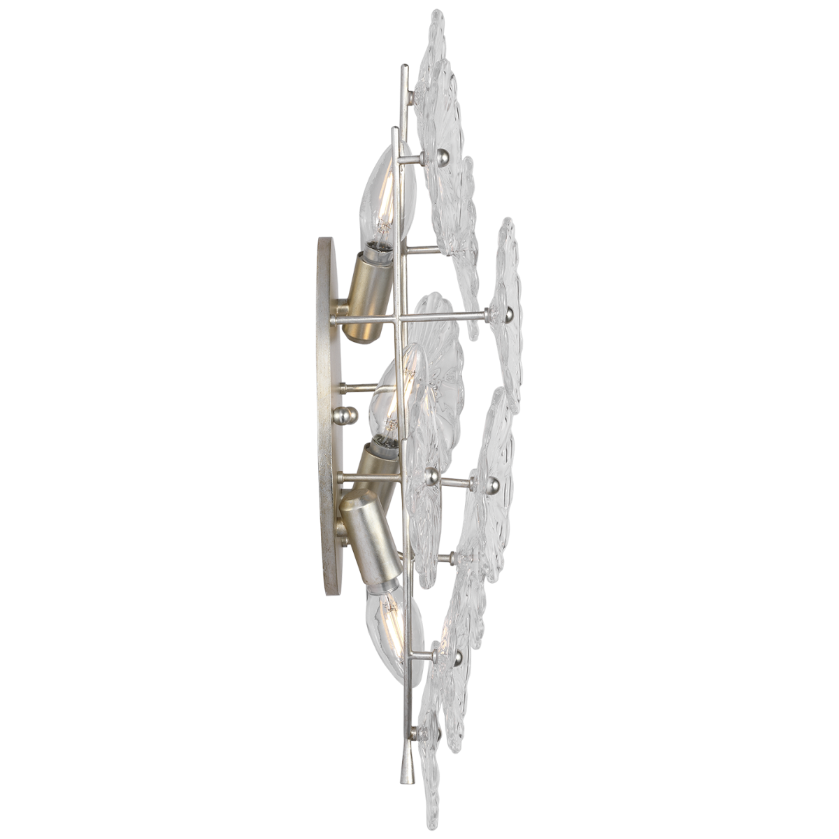 Gianna 21" Layered Sconce | Burnished Silver Leaf | Clear Glass