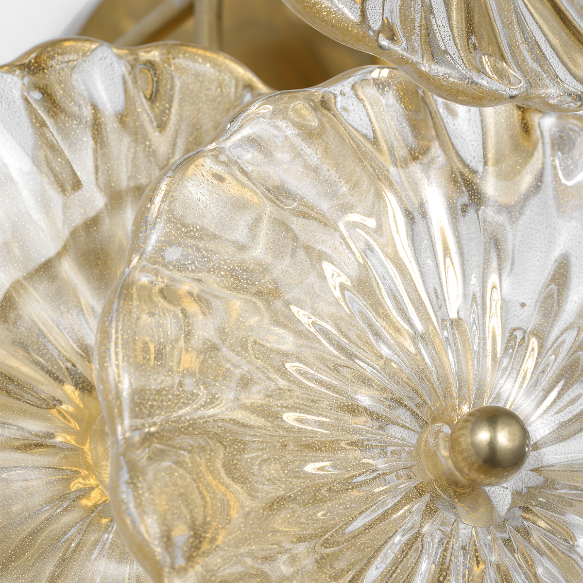 Gianna 21" Layered Sconce | Hand-Rubbed Antique Brass | Gold Fleck Glass