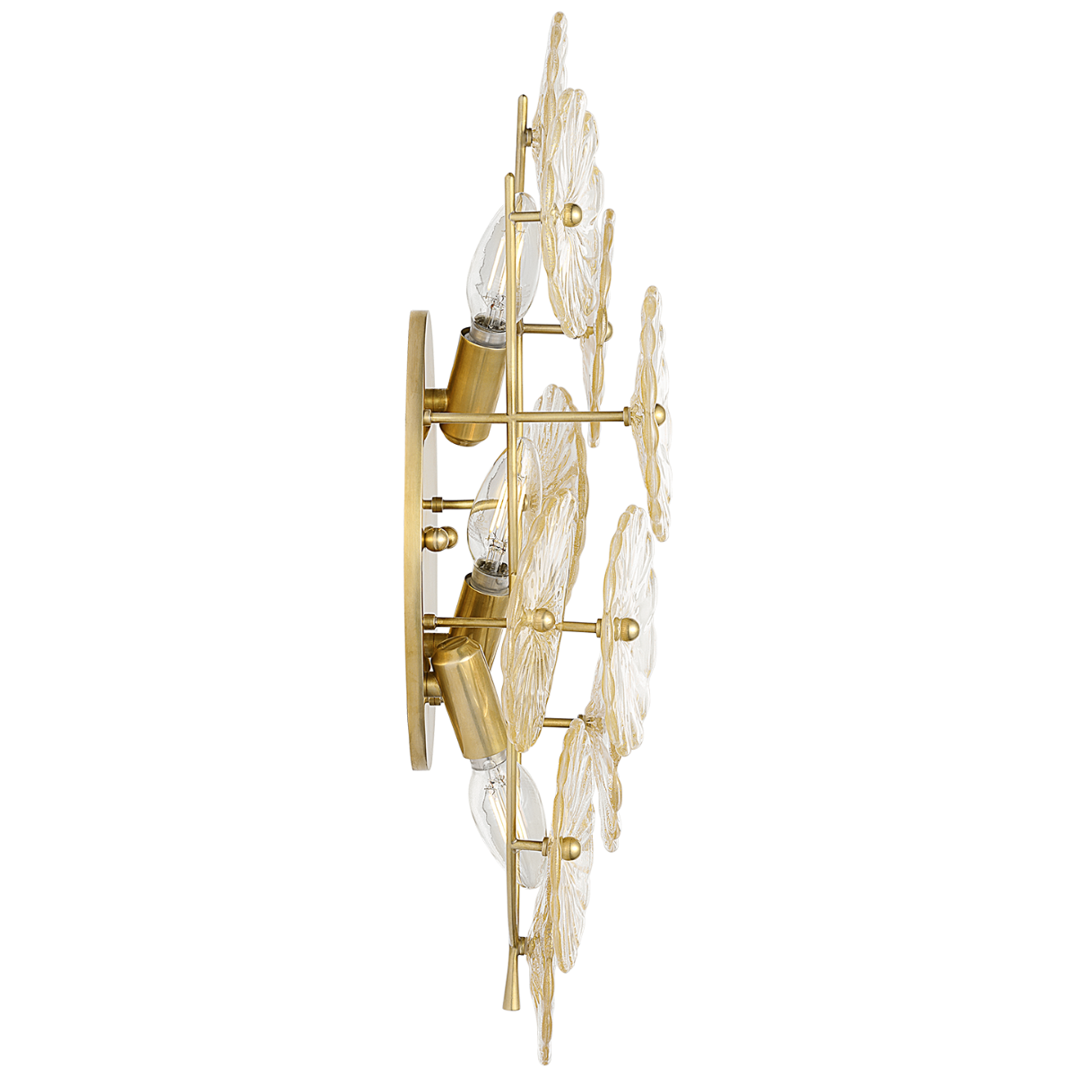 Gianna 21" Layered Sconce | Hand-Rubbed Antique Brass | Gold Fleck Glass