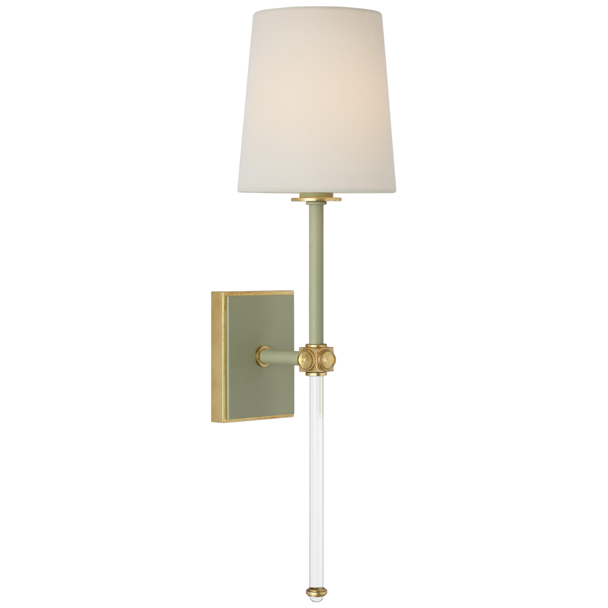 Lucia 21" Cordless Sconce | Celadon and Crystal | Linen Shade