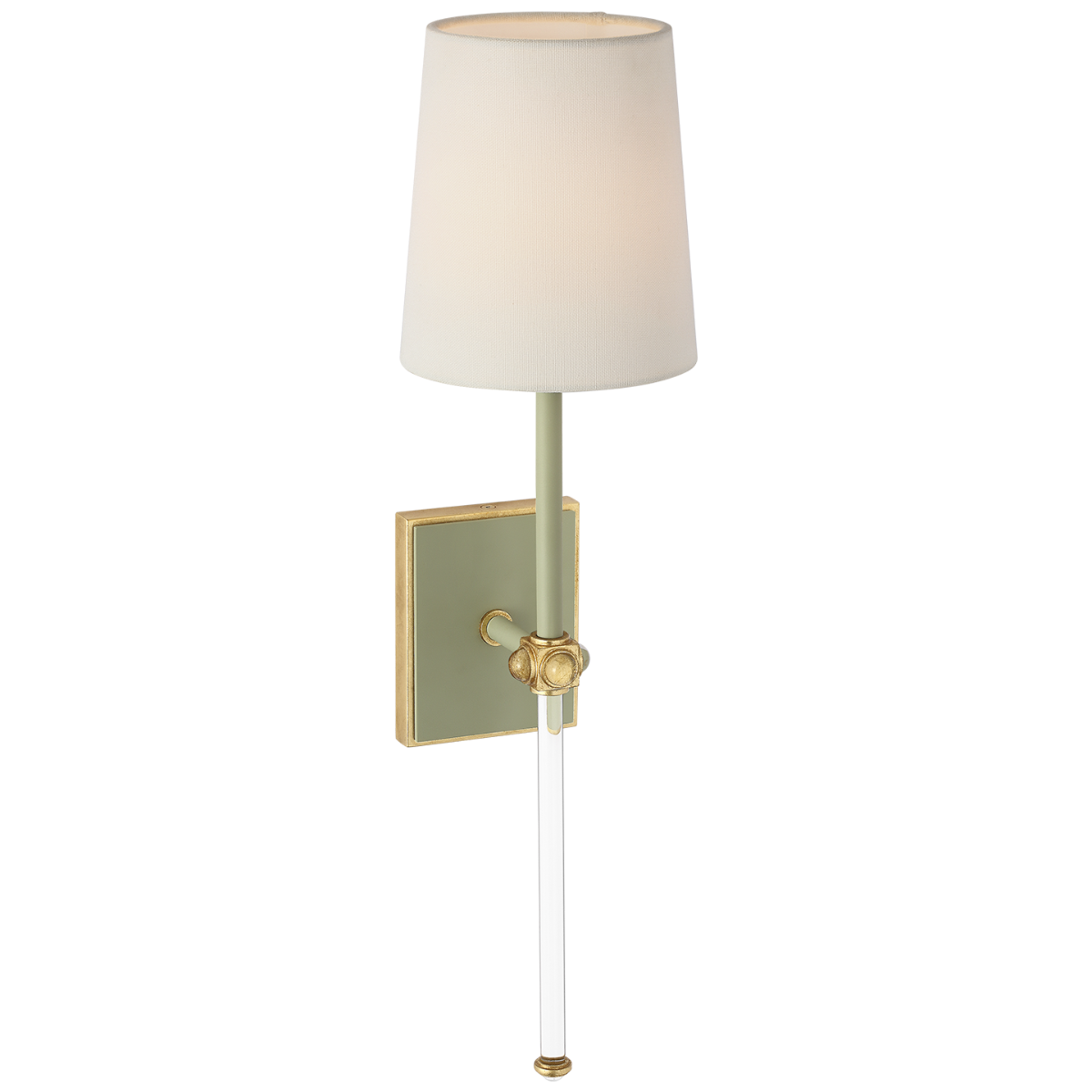 Lucia 21" Cordless Sconce | Celadon and Crystal | Linen Shade