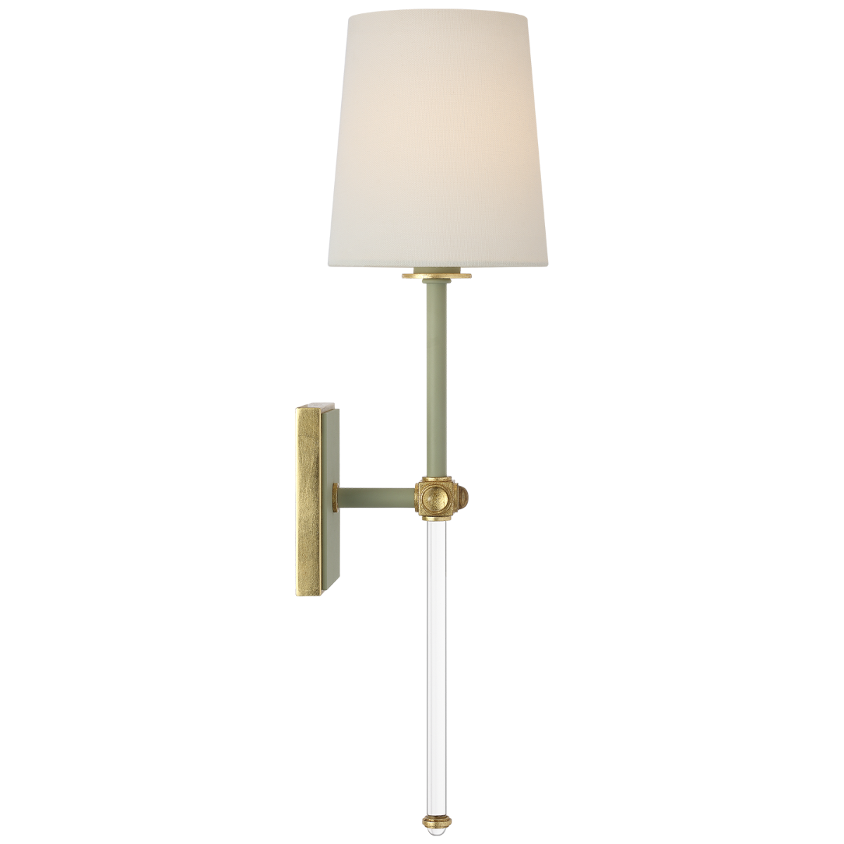 Lucia 21" Cordless Sconce | Celadon and Crystal | Linen Shade