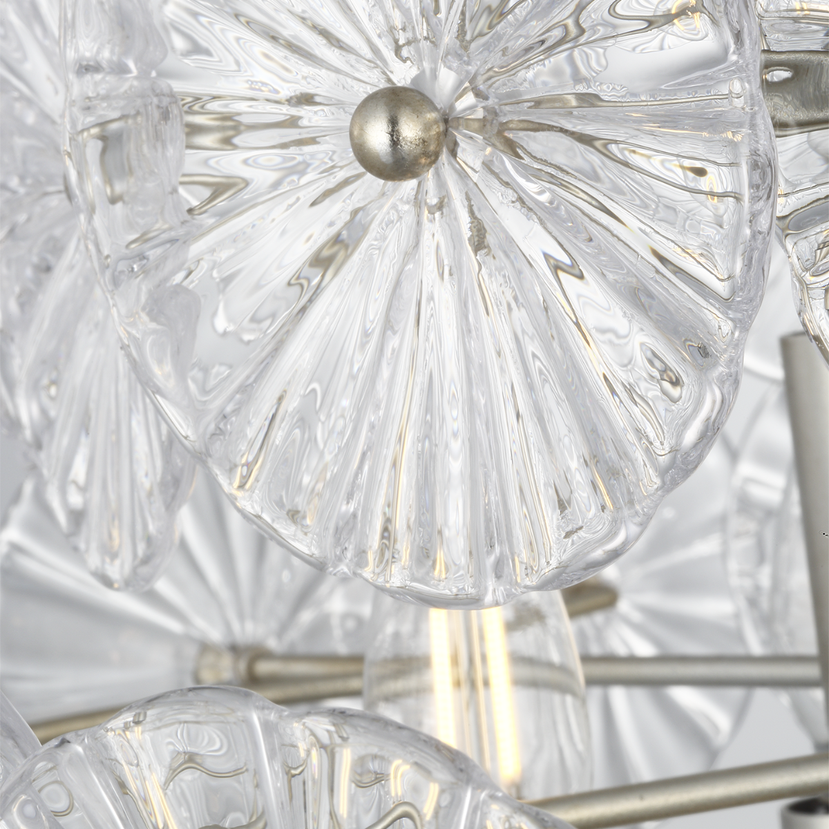 Gianna 24" Chandelier | Burnished Silver Leaf | Clear Glass