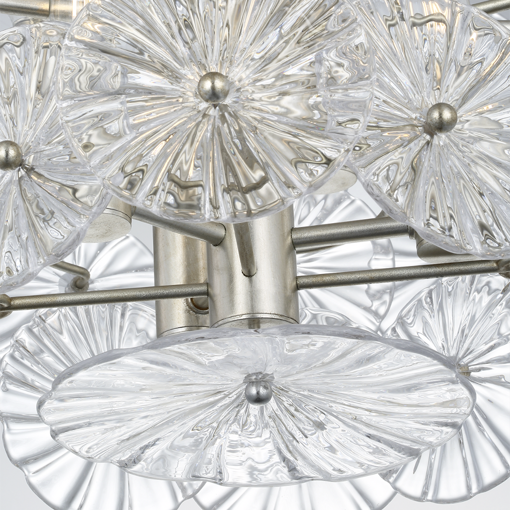 Gianna 24" Chandelier | Burnished Silver Leaf | Clear Glass