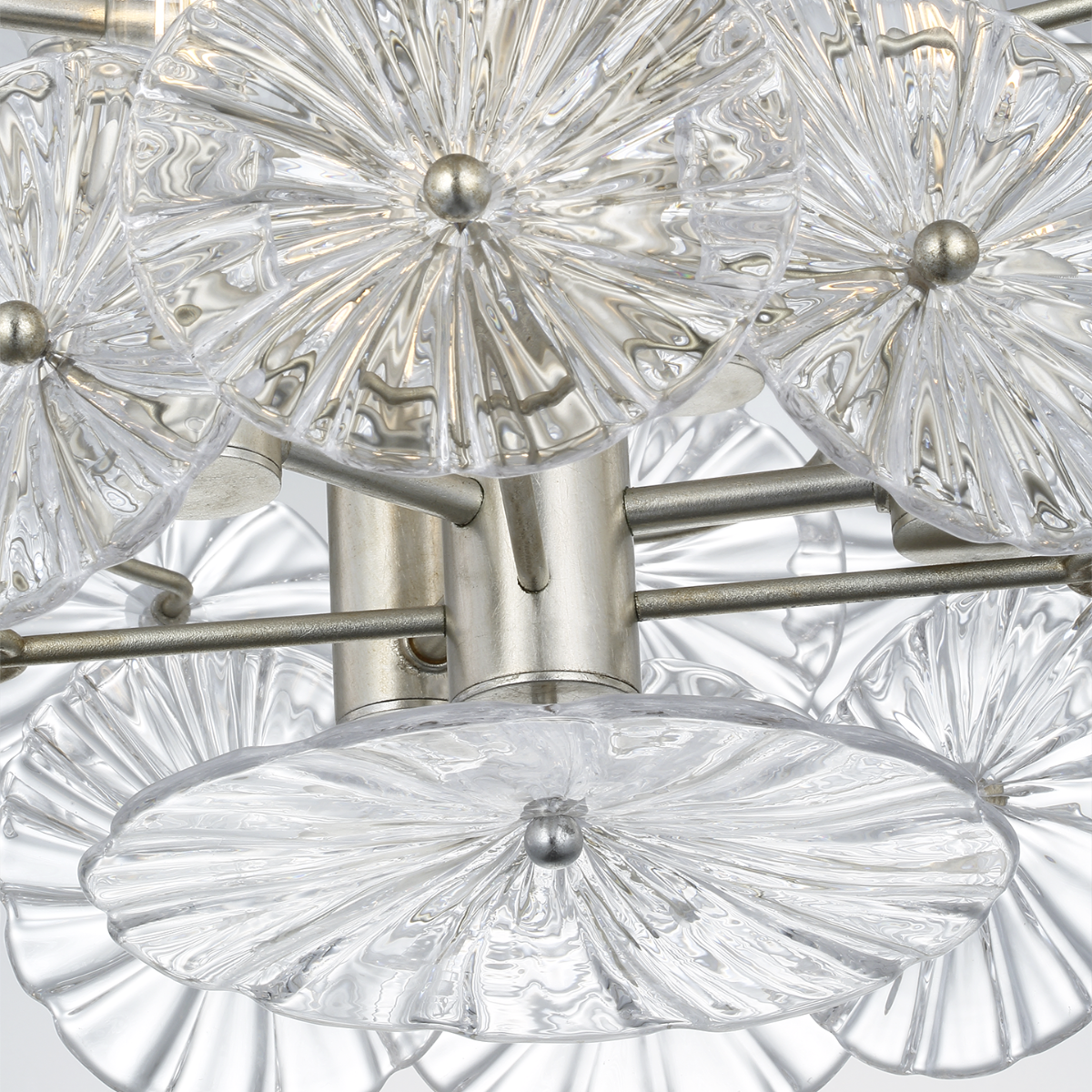 Gianna 24" Chandelier | Burnished Silver Leaf | Clear Glass