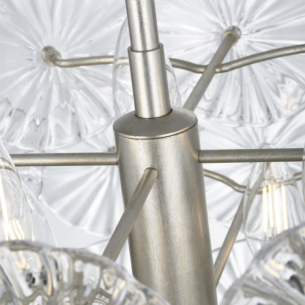 Gianna 24" Chandelier | Burnished Silver Leaf | Clear Glass