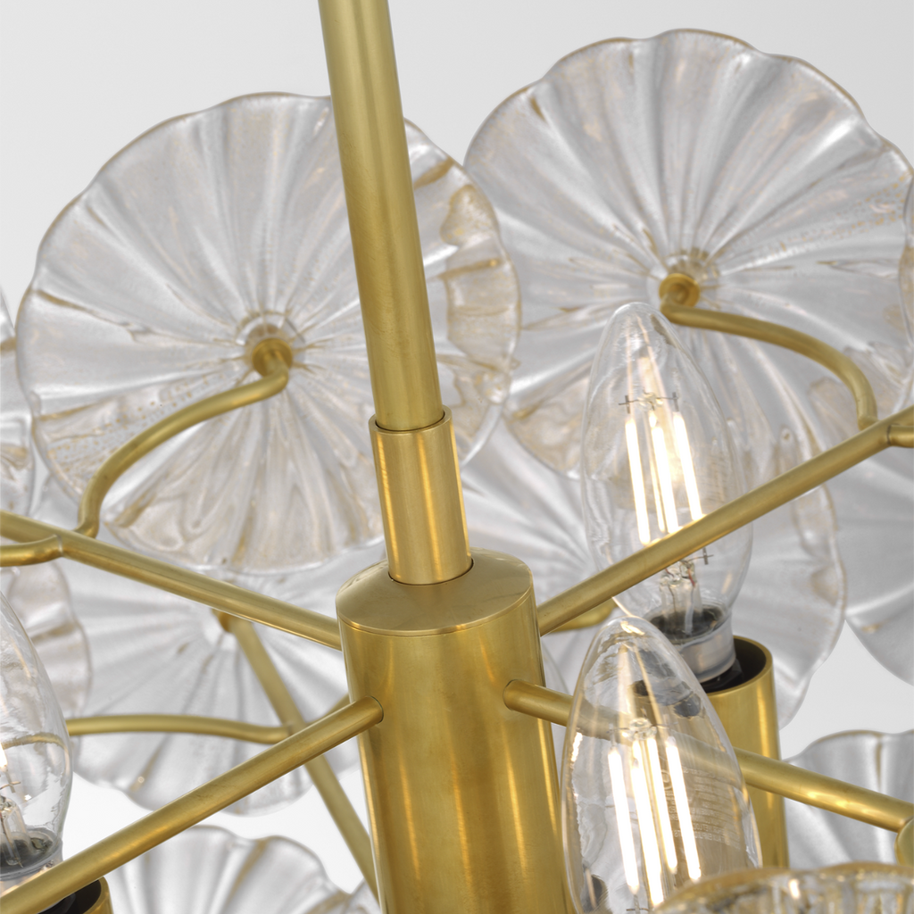 Gianna 24" Chandelier | Hand-Rubbed Antique Brass | Gold Fleck Glass