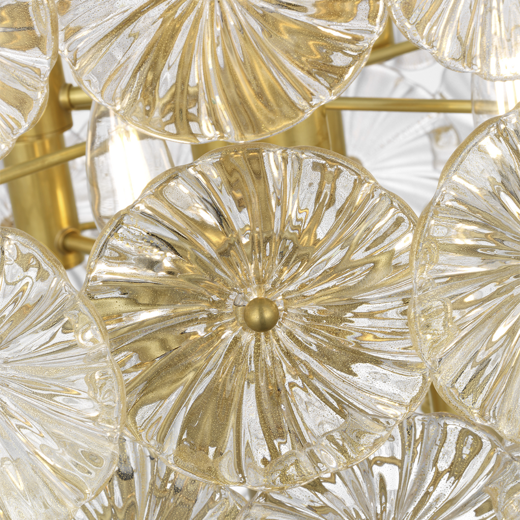 Gianna 24" Chandelier | Hand-Rubbed Antique Brass | Gold Fleck Glass