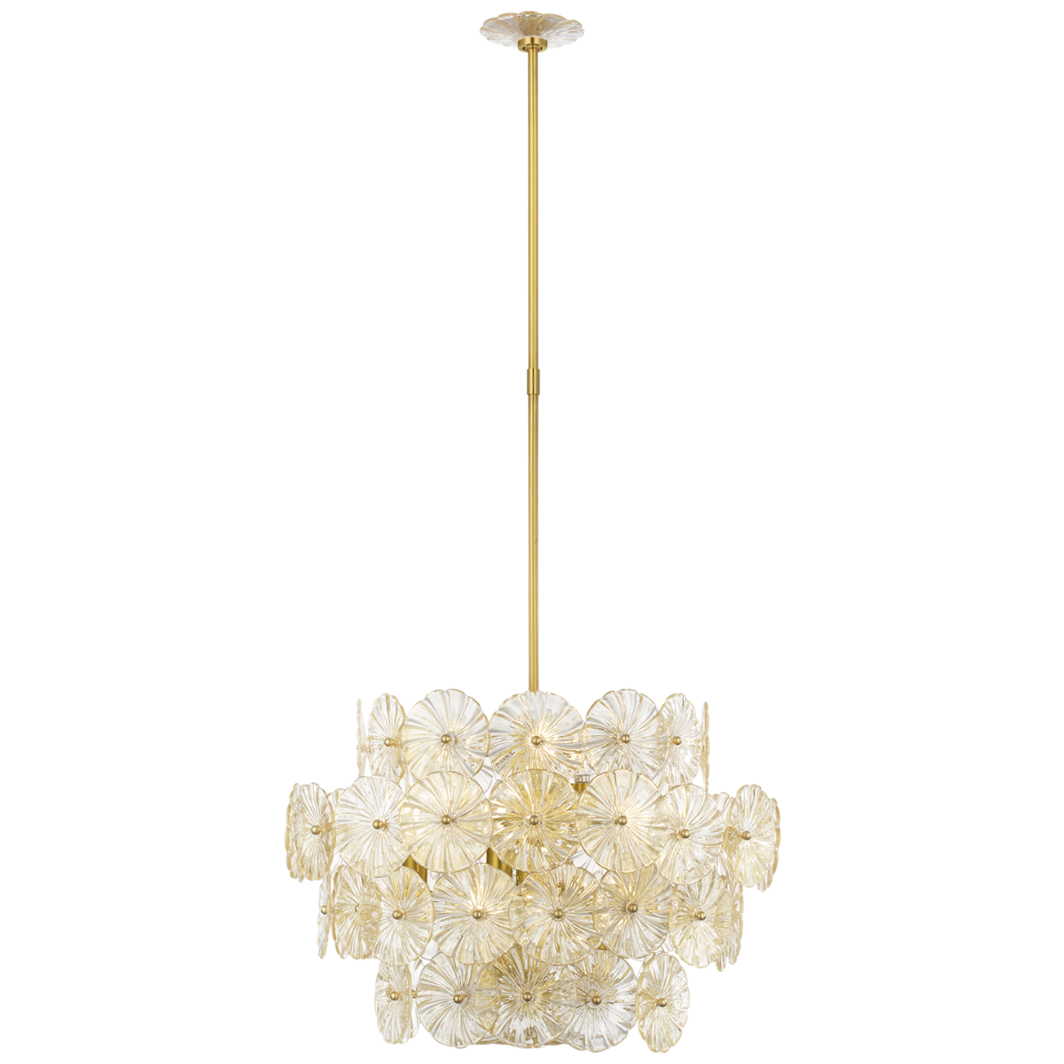 Gianna 24" Chandelier | Hand-Rubbed Antique Brass | Gold Fleck Glass
