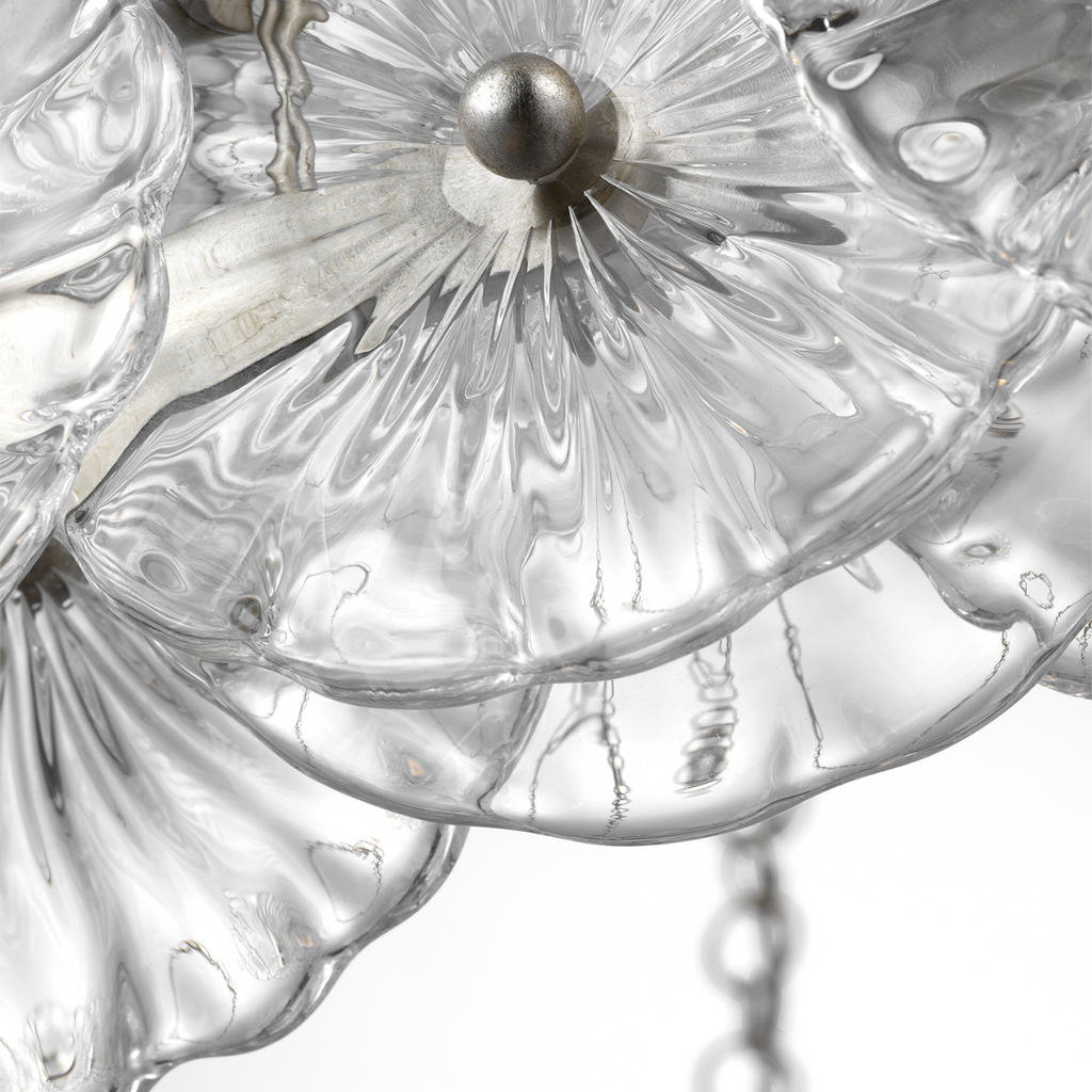 Gianna 36" Ring Chandelier | Burnished Silver Leaf | Clear Glass