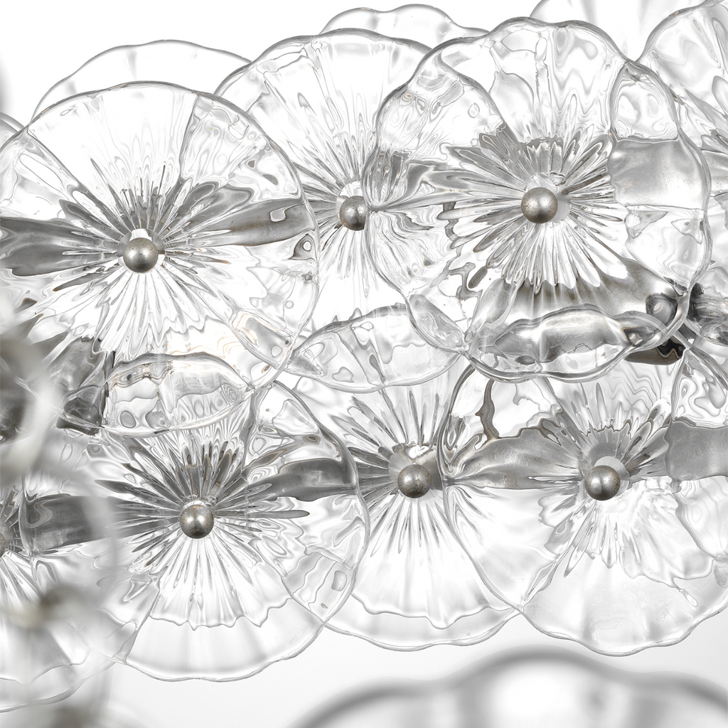 Gianna 36" Ring Chandelier | Burnished Silver Leaf | Clear Glass