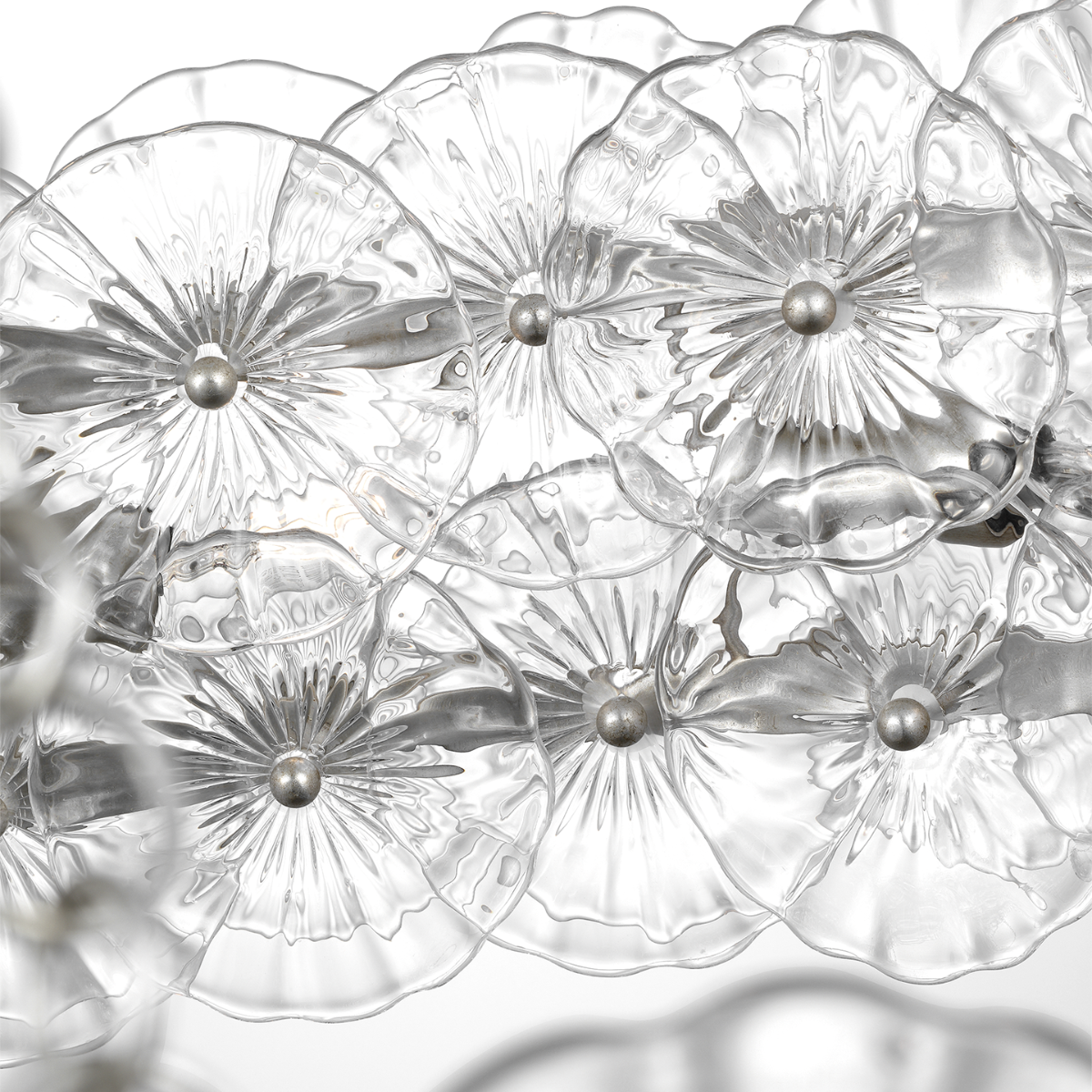 Gianna 36" Ring Chandelier | Burnished Silver Leaf | Clear Glass