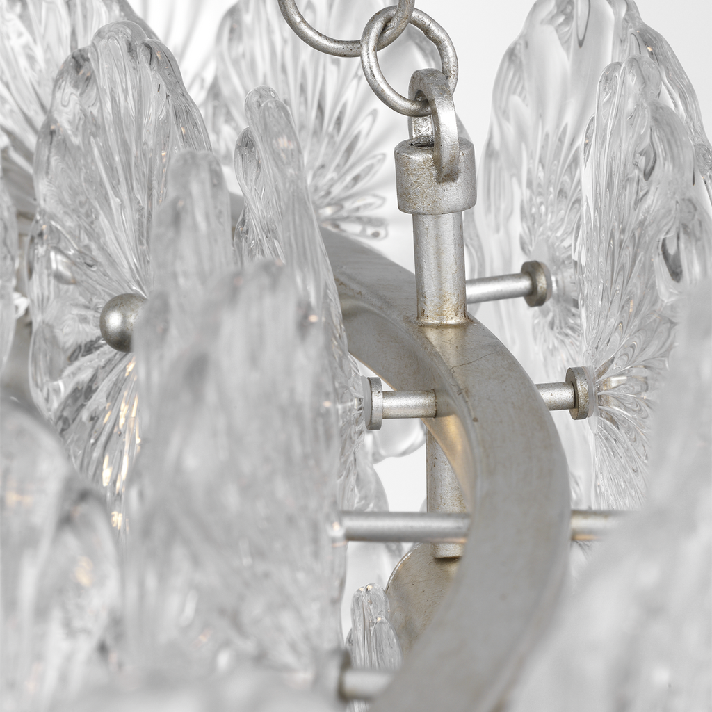 Gianna 36" Ring Chandelier | Burnished Silver Leaf | Clear Glass