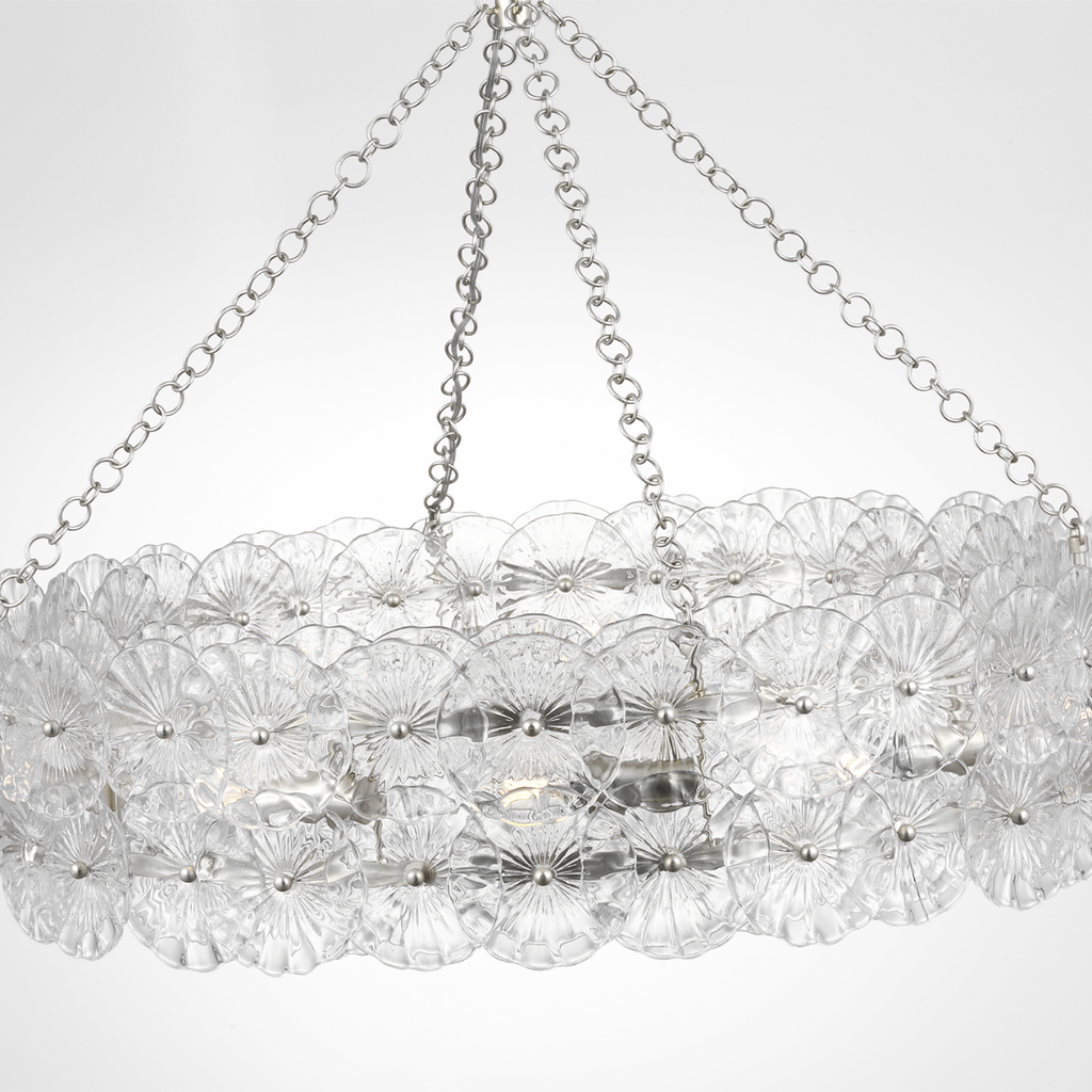 Gianna 36" Ring Chandelier | Burnished Silver Leaf | Clear Glass