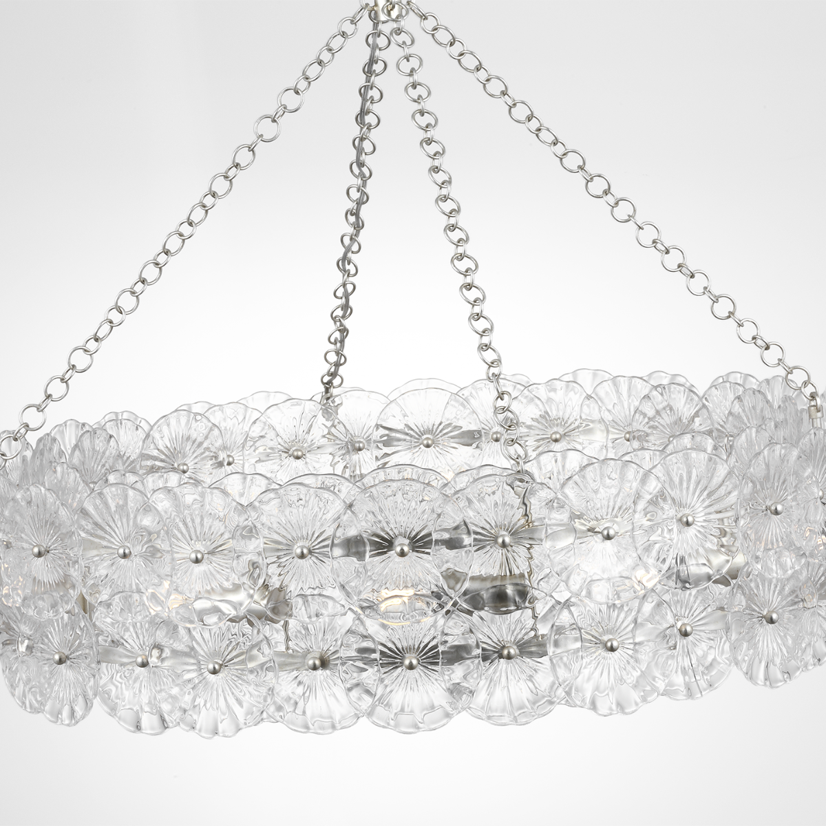 Gianna 36" Ring Chandelier | Burnished Silver Leaf | Clear Glass