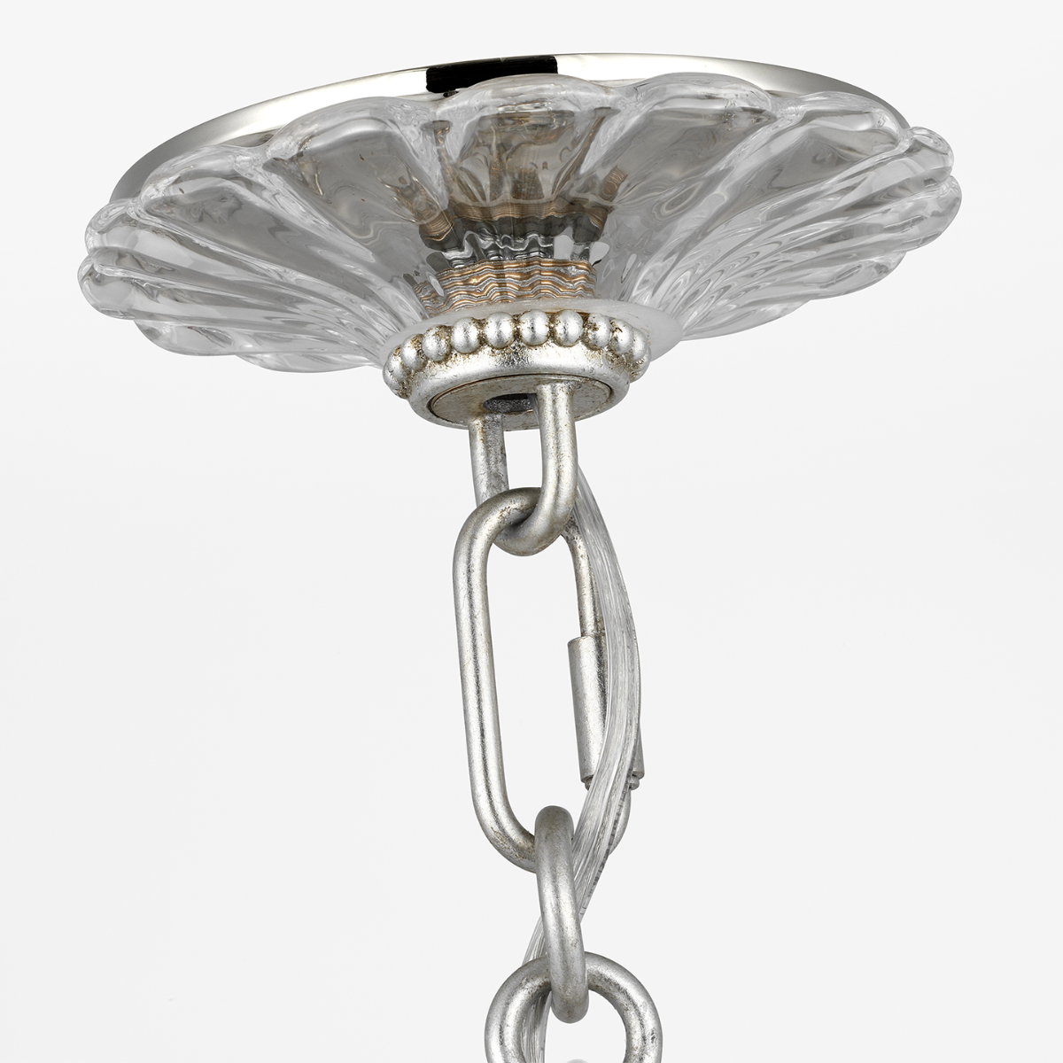 Gianna 36" Ring Chandelier | Burnished Silver Leaf | Clear Glass