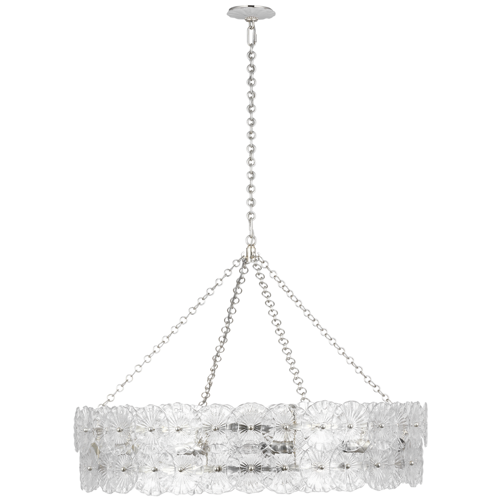 Gianna 36" Ring Chandelier | Burnished Silver Leaf | Clear Glass