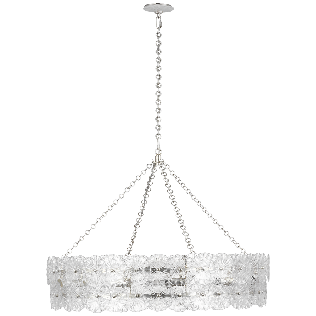 Gianna 36" Ring Chandelier | Burnished Silver Leaf | Clear Glass