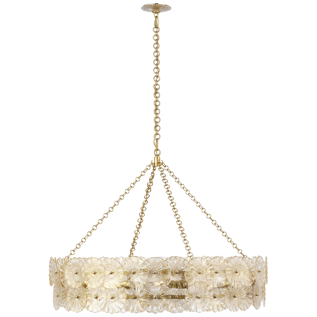 Gianna 36" Ring Chandelier | Hand-Rubbed Antique Brass | Gold Fleck Glass