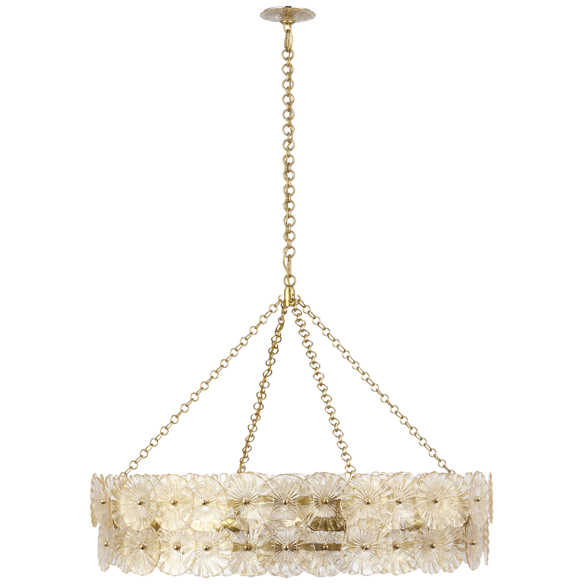 Gianna 36" Ring Chandelier | Hand-Rubbed Antique Brass | Gold Fleck Glass