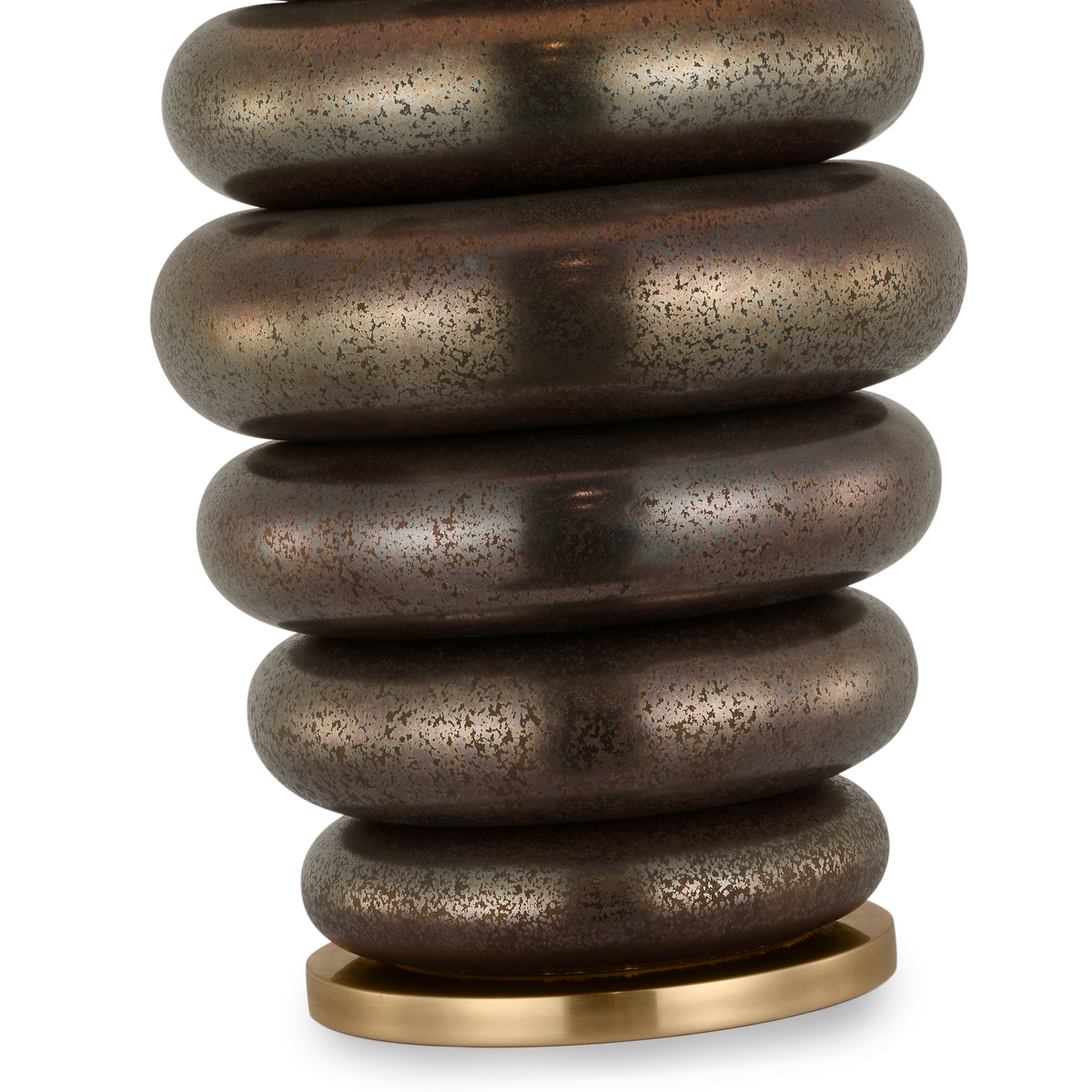 Phoebe Cordless Stacked Table Lamp | Crystal Bronze | Linen Shade