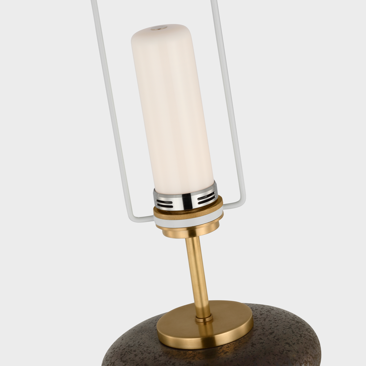 Phoebe Cordless Stacked Table Lamp | Crystal Bronze | Linen Shade