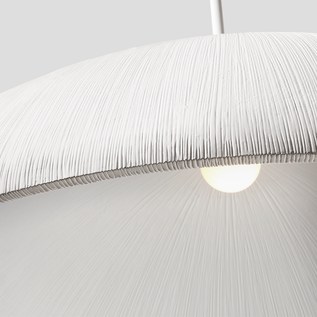 Utopia 48" Sculpted Pendant | Plaster White | White Glass