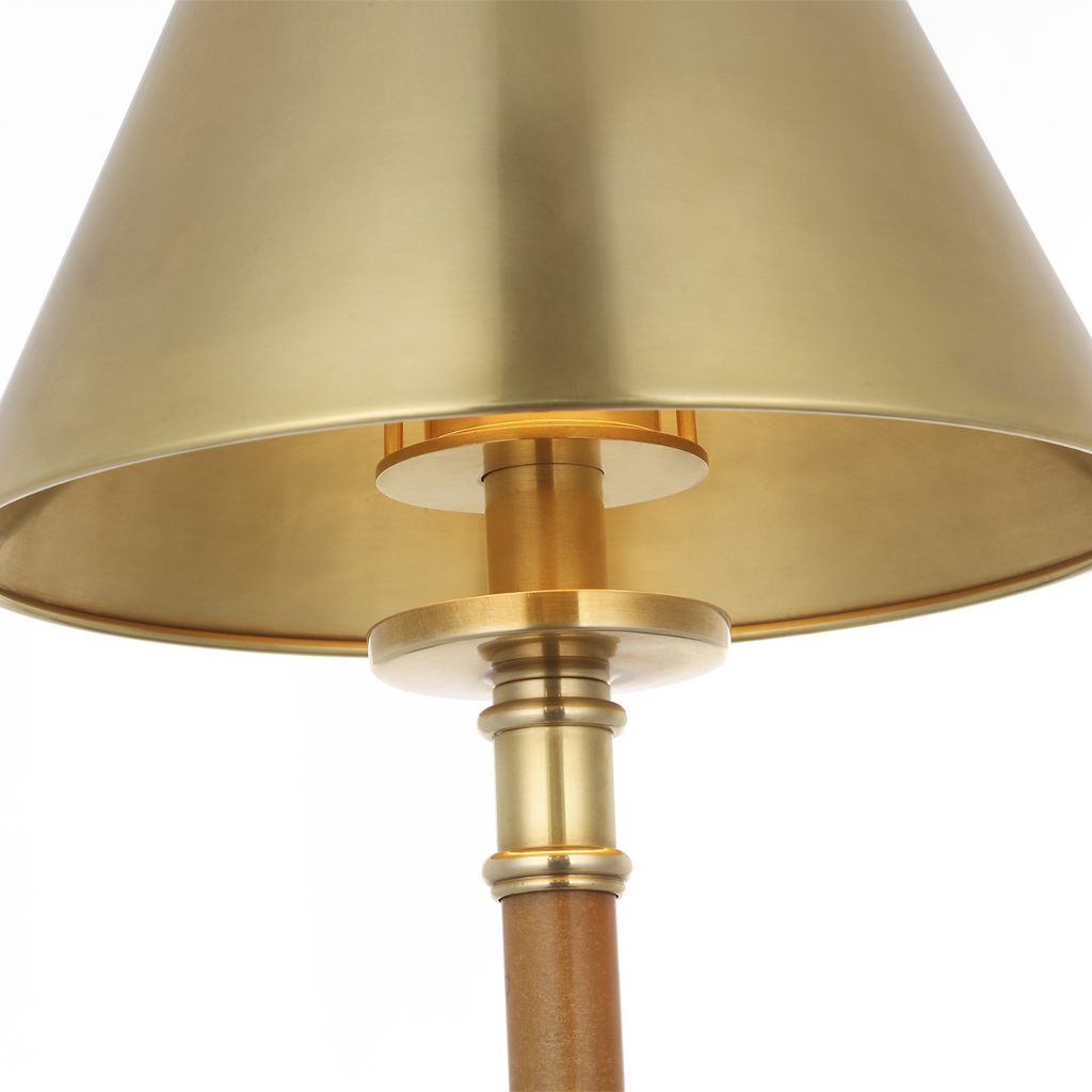 Dalfern 53" Cordless Reading Floor Lamp | Waxed Bamboo and Natural Brass | Natural Brass Shade