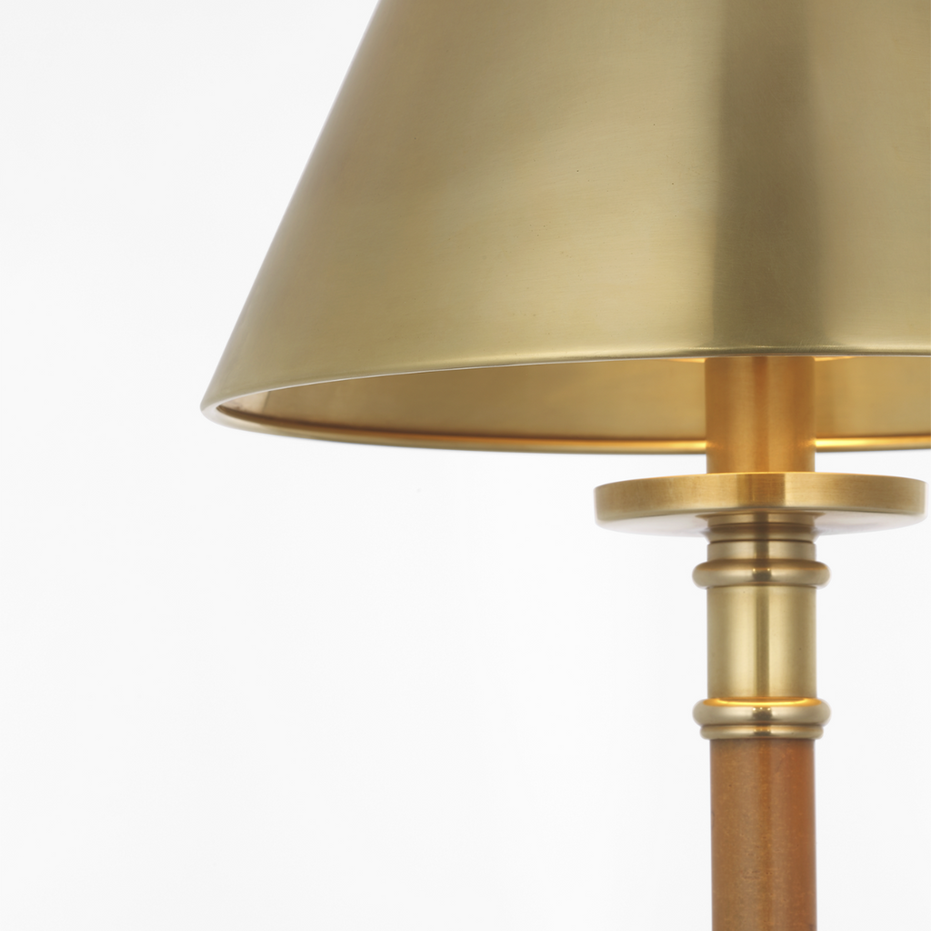 Dalfern 53" Cordless Reading Floor Lamp | Waxed Bamboo and Natural Brass | Natural Brass Shade