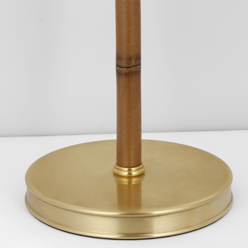Dalfern 53" Cordless Reading Floor Lamp | Waxed Bamboo and Natural Brass | Natural Brass Shade