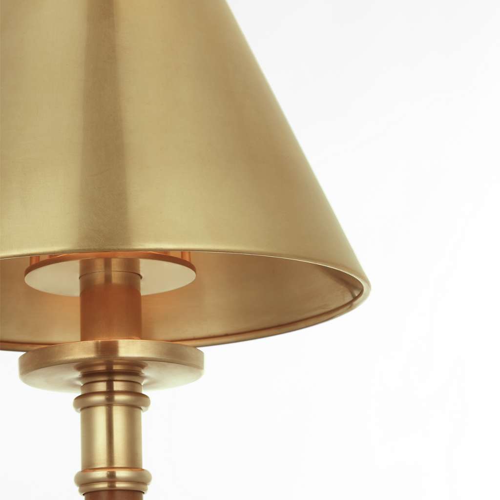 Dalfern 27" Cordless Desk Lamp | Waxed Bamboo and Natural Brass | Natural Brass Shade