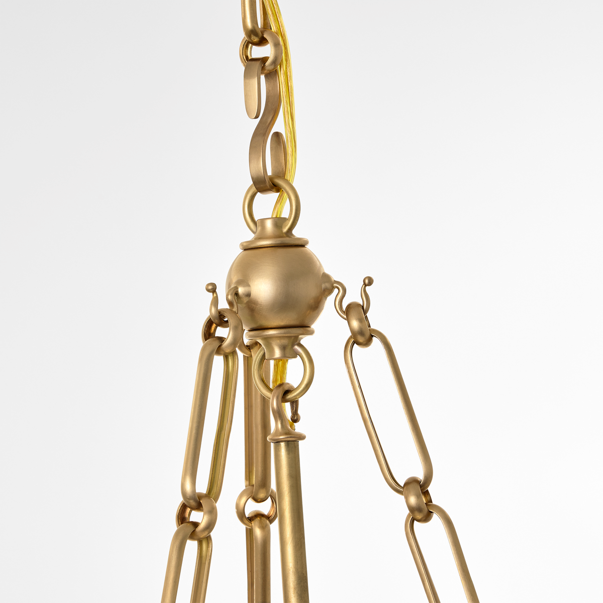 Allister 21" Hanging Shade | Hand-Rubbed Antique Brass | Schumacher Blue Charee Stripe Pleated Shade