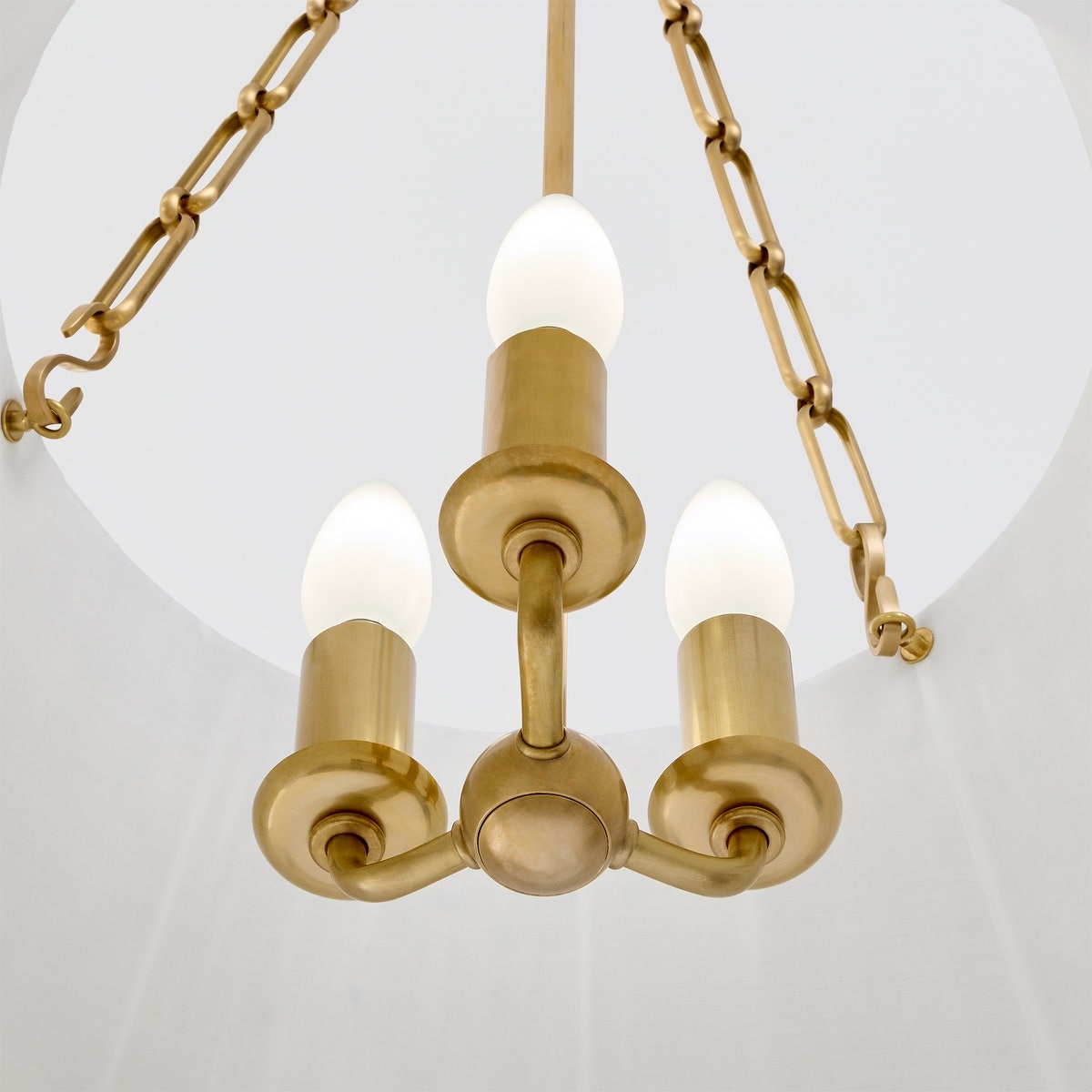 Allister 21" Hanging Shade | Hand-Rubbed Antique Brass | Schumacher Blue Charee Stripe Pleated Shade