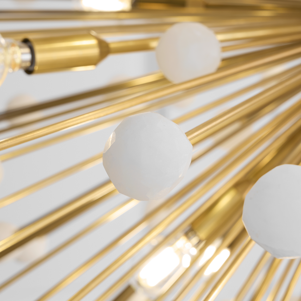 Lys 41" Chandelier | Hand-Rubbed Antique Brass and Alabaster