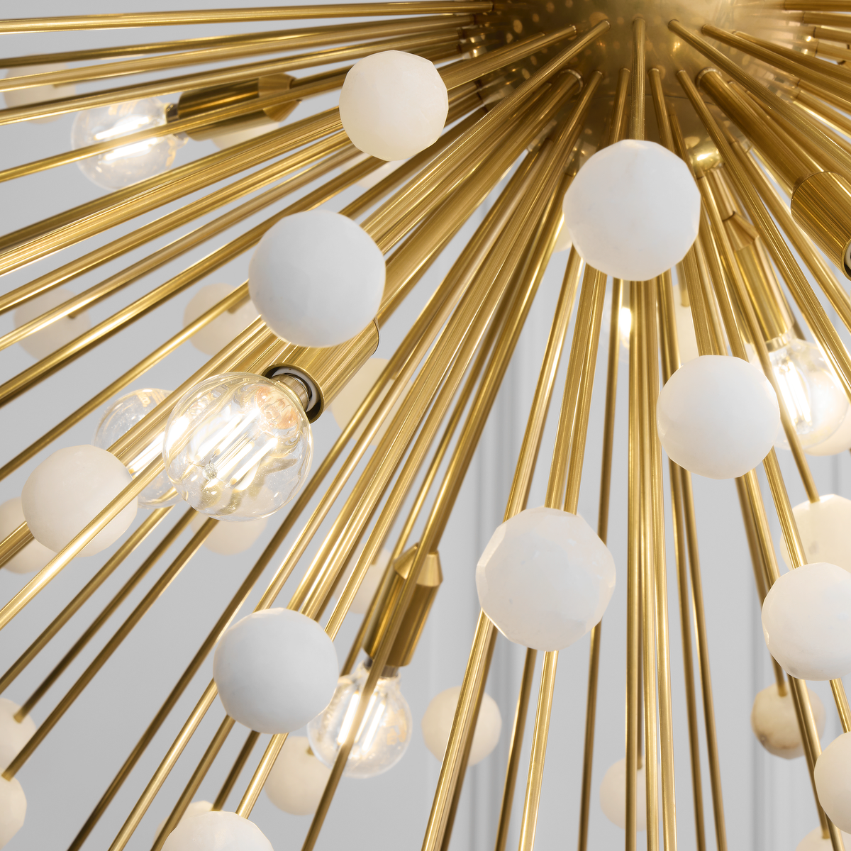 Lys 41" Chandelier | Hand-Rubbed Antique Brass and Alabaster