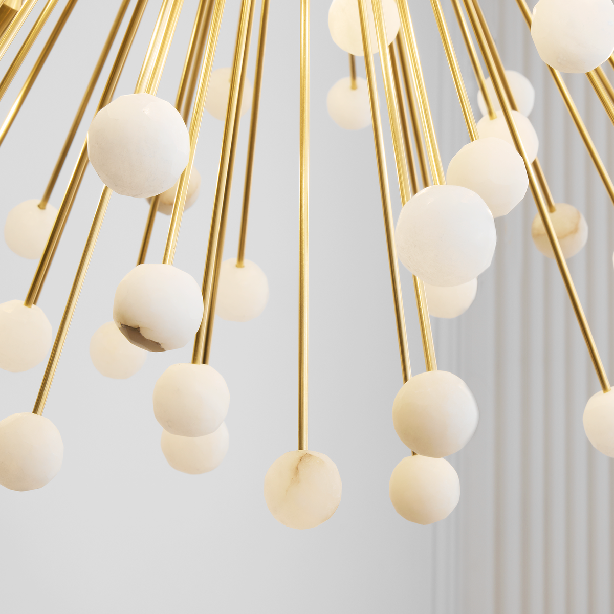 Lys 41" Chandelier | Hand-Rubbed Antique Brass and Alabaster