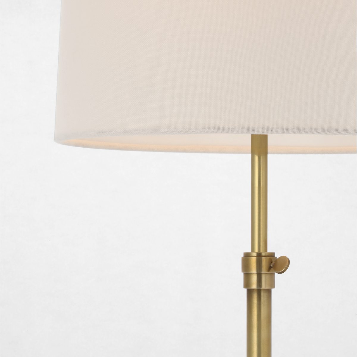 Bryant 52" Adjustable Cordless Floor Lamp | Hand-Rubbed Antique Brass | Linen Shade