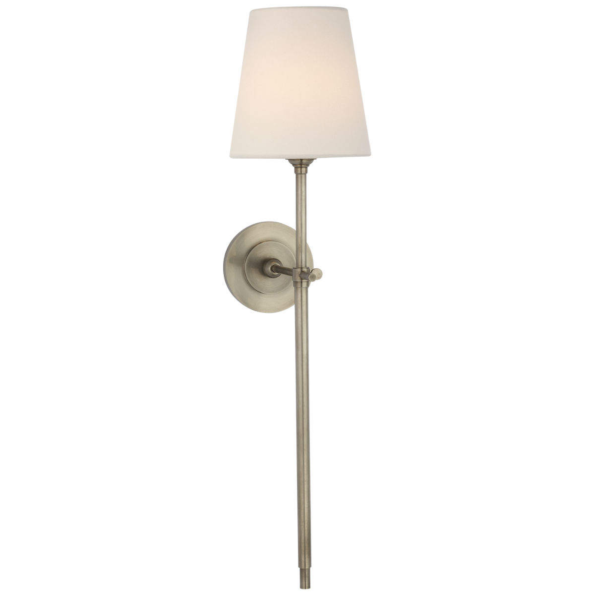Bryant 27" Cordless Tail Sconce | Antique Nickel | Linen Shade