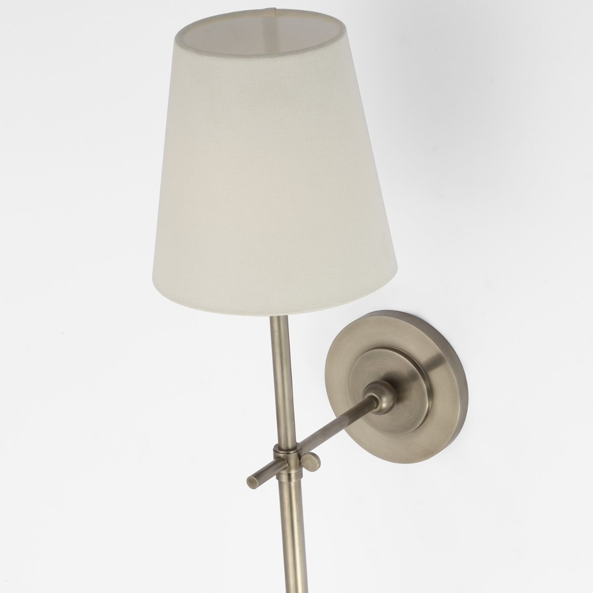Bryant 27" Cordless Tail Sconce | Antique Nickel | Linen Shade